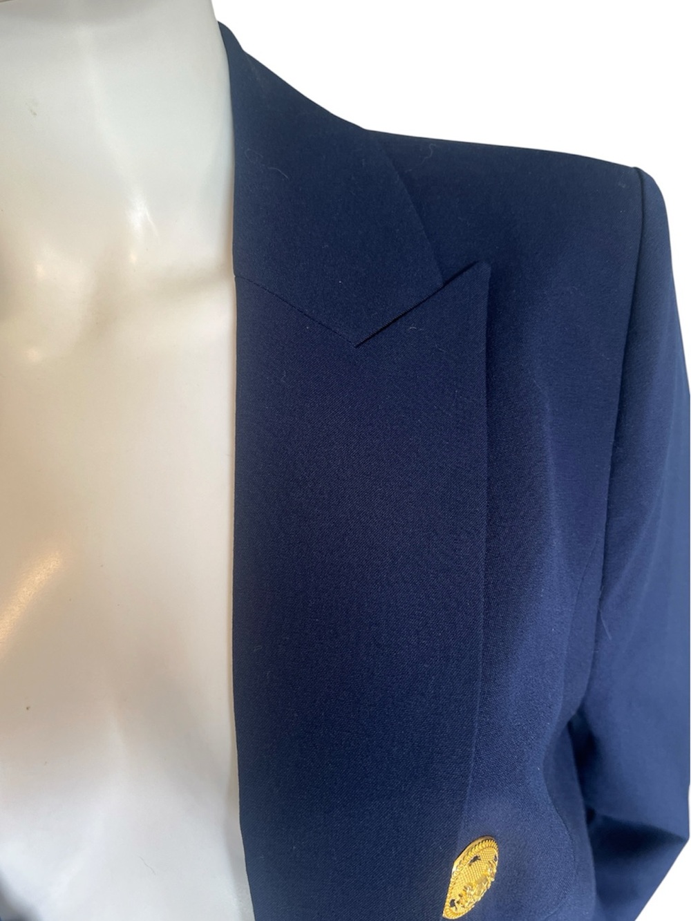 Cropped Navy Double-Breasted Blazer with accent Gold Buttons Size 12 NWT - Picture 10 of 17